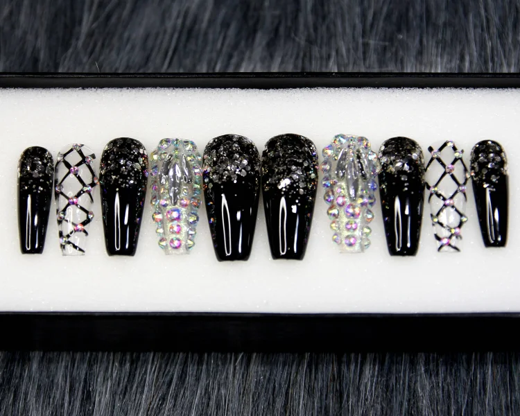 Glossy Black Luxe Press On Nails