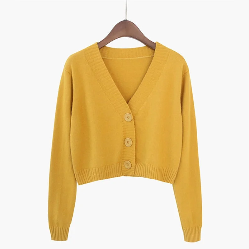 Zoki Corp Cardigan Sweater Autumn Long Sleeve Soft Sexy V Neck Knitted Korean Short Top Casual Single Breasted Pink Thin Blouse