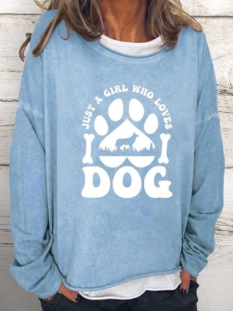 Just a girl who loves dog Women Loose Sweatshirt-0026030