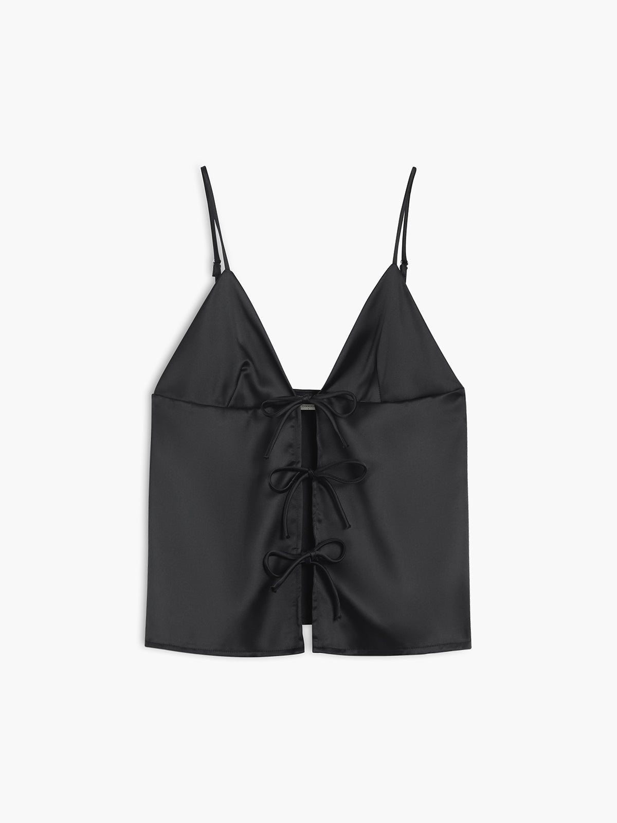 Llyge Chic Bow Satin Adjustable Straps Cami Top llyge