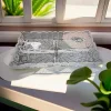 Multifunctional minimalist sunflower-patterned hollowed-out crystal glass rectangular fruit plate for home use