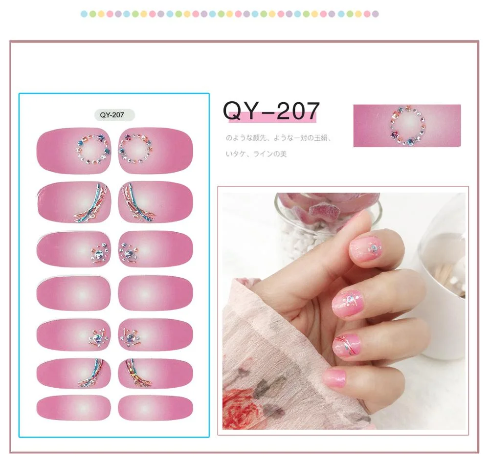 ENDRRFLLA Glitter Decorative Floral Nail Stickers Gray Water Transfer Polish Items Nail Art Decals 2020 New Design Nail Art 1pc-Nail Inspo