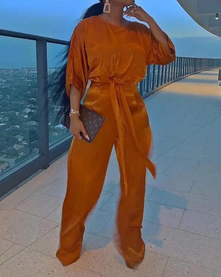 Loose Silky Two-piece Suit