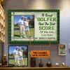 Photo personnalis&eacute;e cadeau golf couple golfeur meilleur score en direct ici vintage panneau en m&eacute;tal