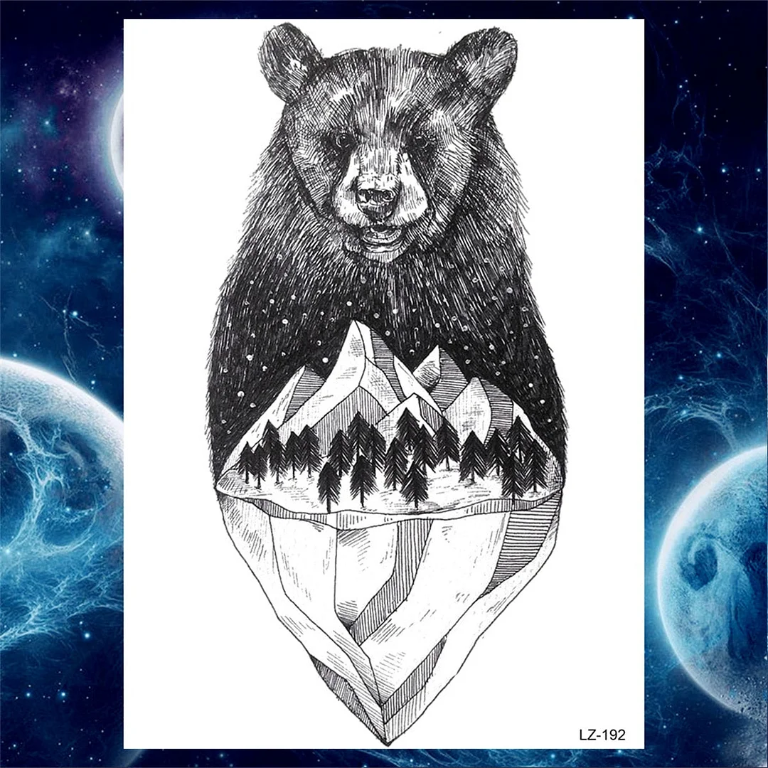 Octopus Anchor Skull Temporary Tattoos For Women Men Adult Pirate Black Skeleton Tattoo Sticker Fake Wolf Lion Tiger Tatoos Back