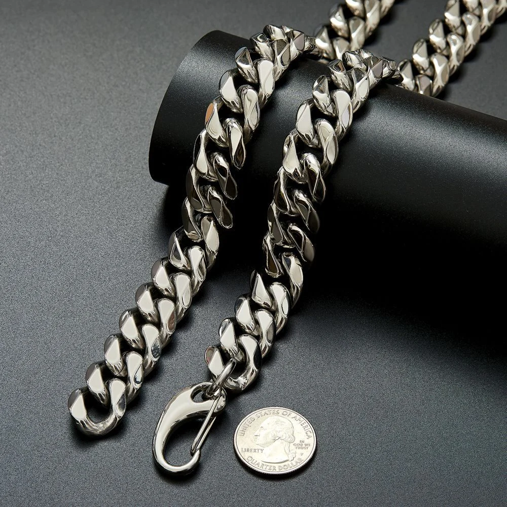 Trendy Cuban Links Necklace for Men Women, Gold Plated Titanium Stainless Steel Chain Necklace, L: 8inch-30inch