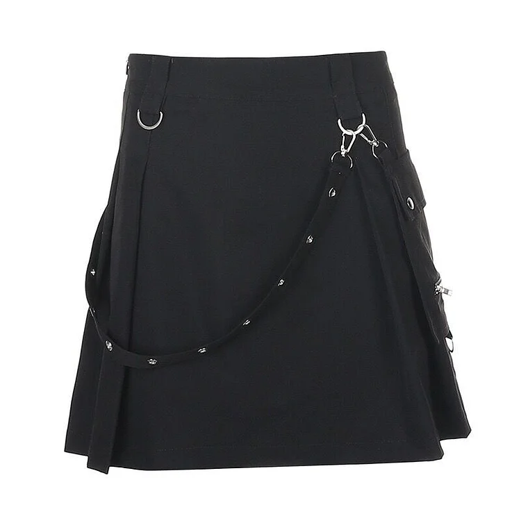 Grommet Strap Pocket Mini Skirt