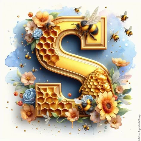 Diamond Painting - Full Round Drill - Bee Alphabet(Canvas|30*30cm)