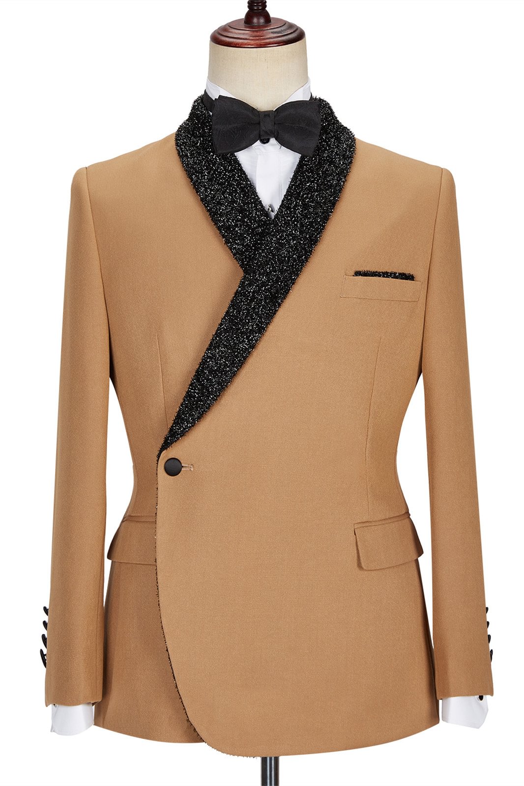Sparkling New Arrival Khaki Shawl Lapel One Button Men Suits | Ballbellas Ballbellas
