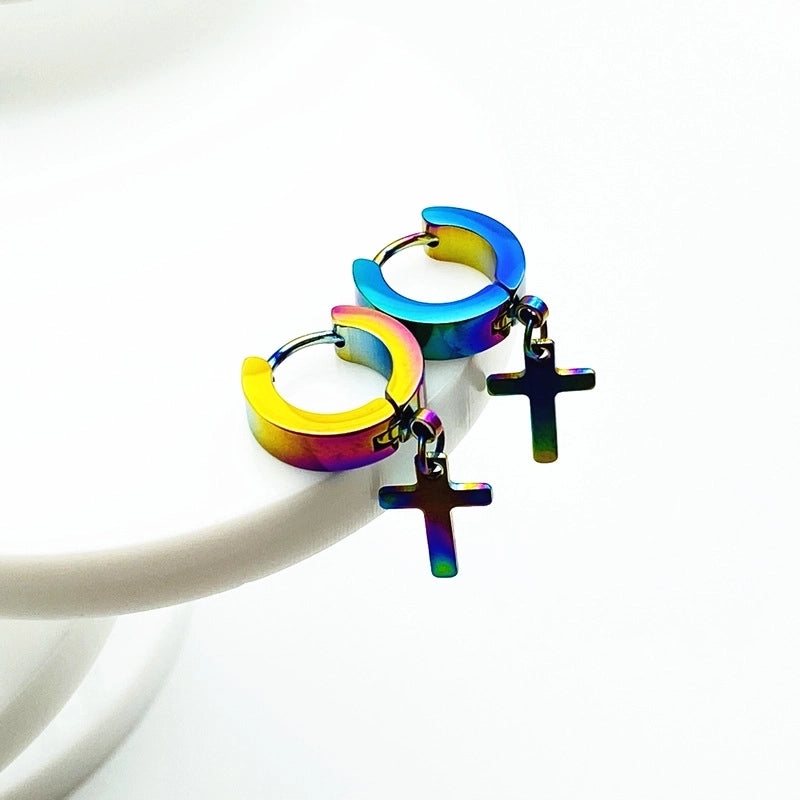 Korean Fashion Simple Cross Titanium Steel Men’s Earrings Earrings Earrings Earrings Designed Hot  Women’s Fashion