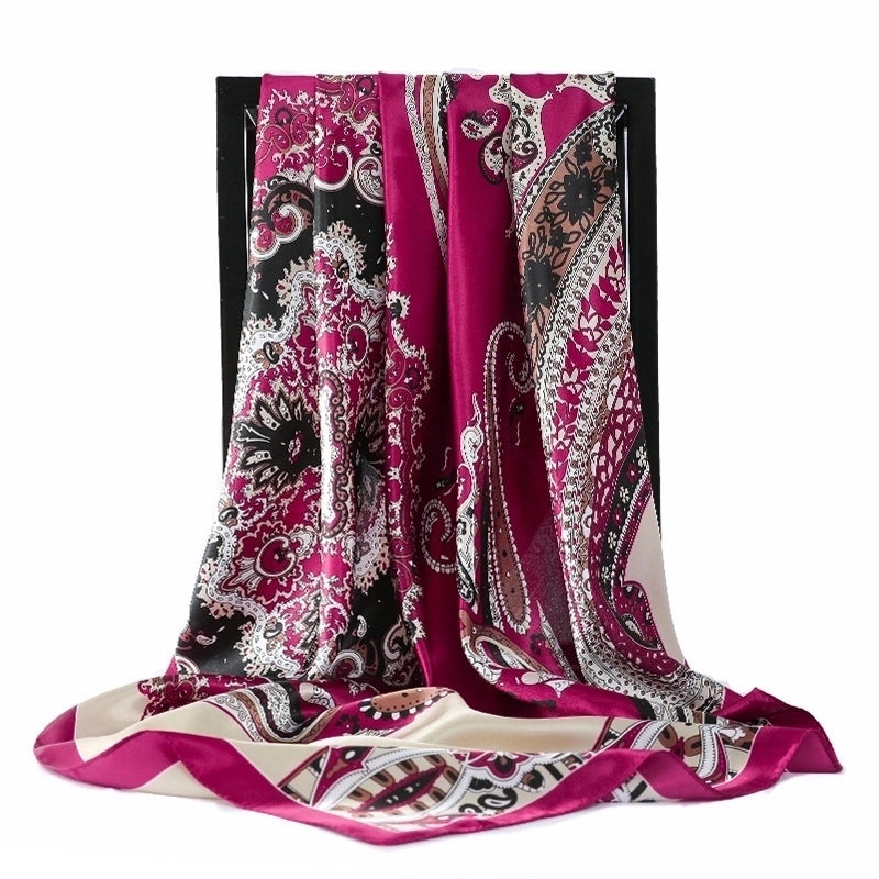 Women’s Minimalist Flower Satin Printing Scarves & Gloves