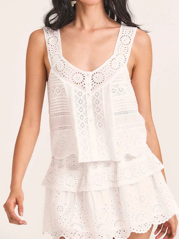 V neck embroidered set in white