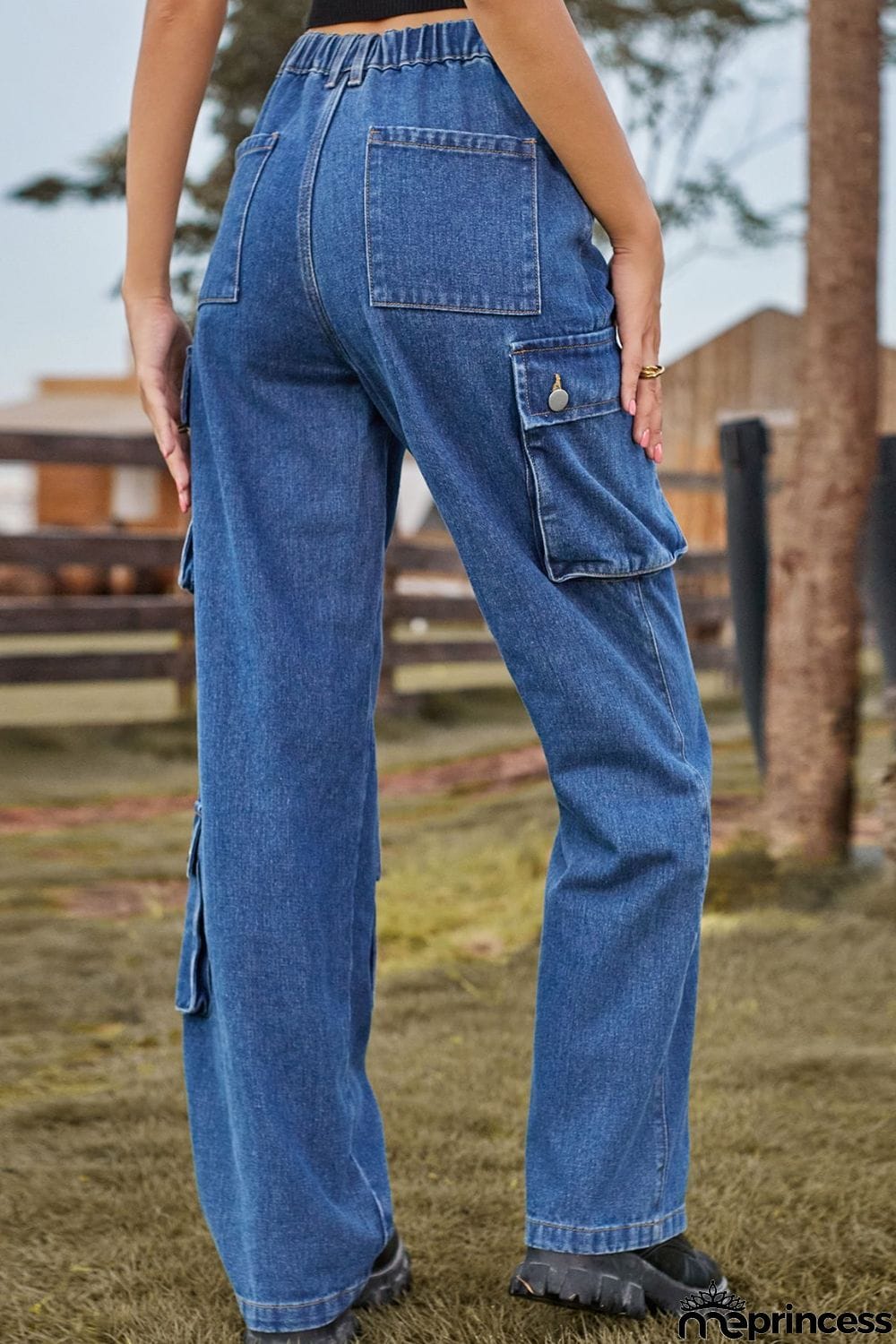 Loose Fit Long Jeans with Pockets