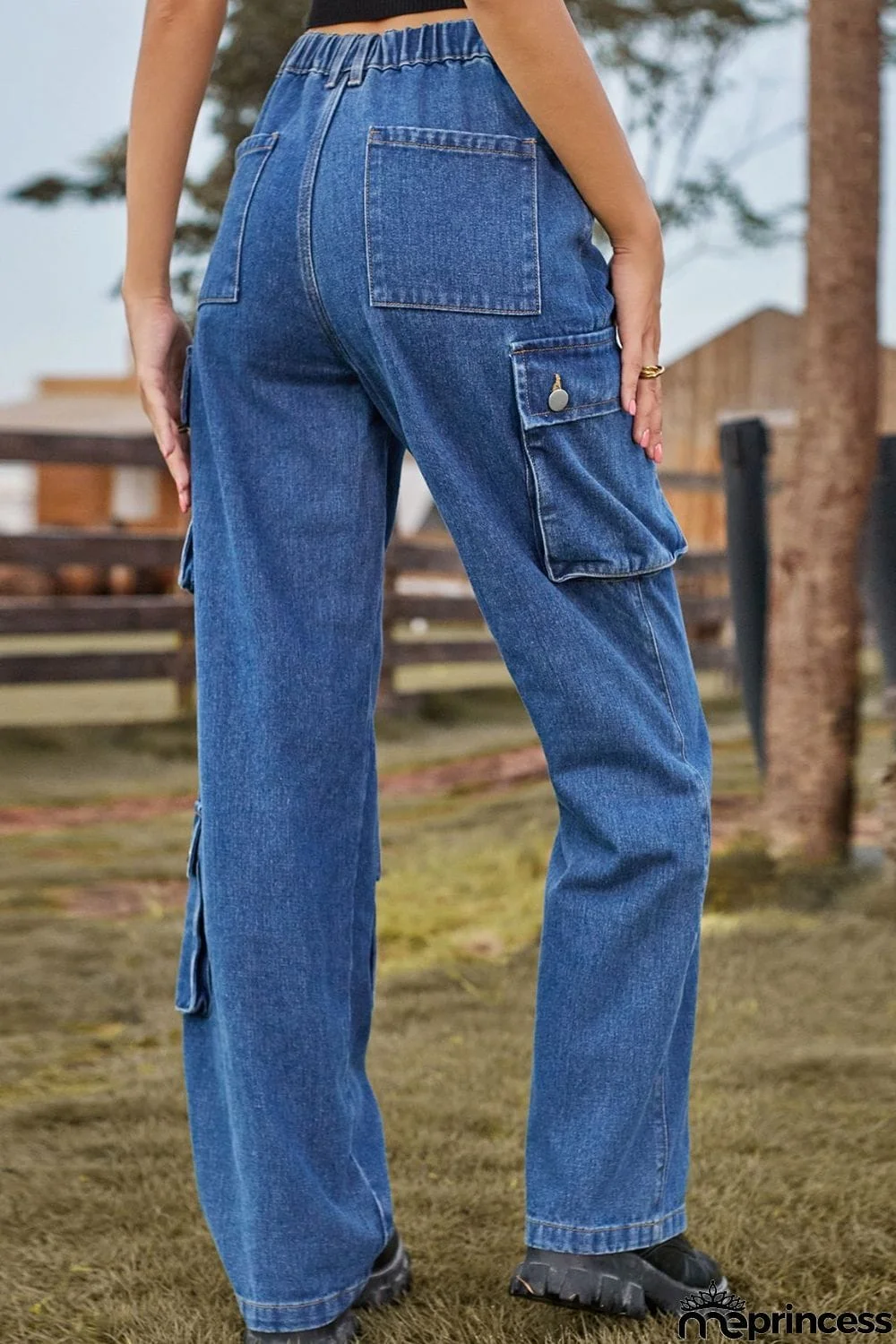 Loose Fit Long Jeans with Pockets