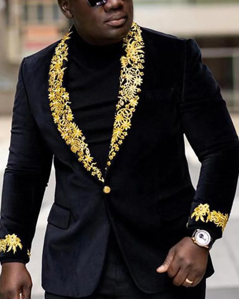 Men's Casual Collar Embroidered Elegant Blazer