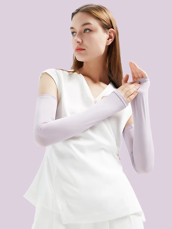 Simple Ice Silk Sun Protection Solid Color Sleevelet
