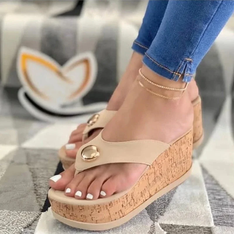 Summer Slippers Women Sandals Plafrom Sandals Ladies Slip-On Flip Flops Shoes Leather Peep Toe Female Sandalias Zapatos Mujer