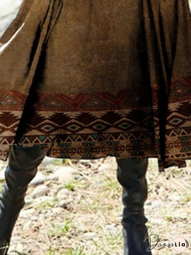 Casual Dress Ethnic Dress Swing Dress Midi Dress Yellow Long Sleeve Geometric Pocket Winter Fall Autumn Crew Neck Vacation Winter Dress Fall Dress S M L XL XXL 3XL for Women