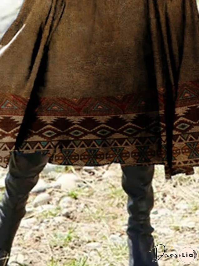 Casual Dress Ethnic Dress Swing Dress Midi Dress Yellow Long Sleeve Geometric Pocket Winter Fall Autumn Crew Neck Vacation Winter Dress Fall Dress S M L XL XXL 3XL for Women