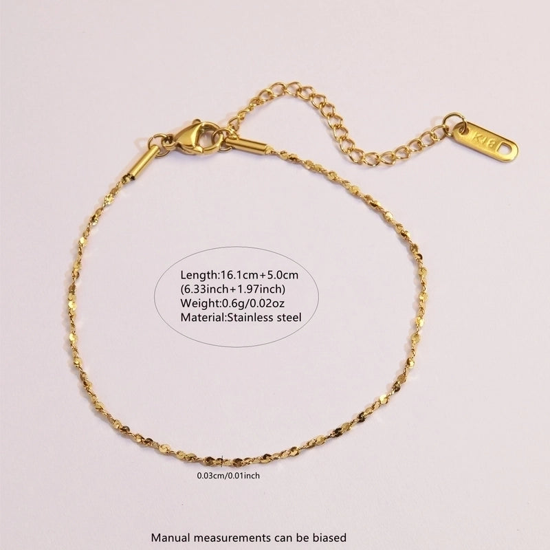 Sweet Minimalist Paper Clip Flower 304 Stainless Steel 18K Gold Plated Paperclip Chain Figaro Chain Bracelets In Bulk