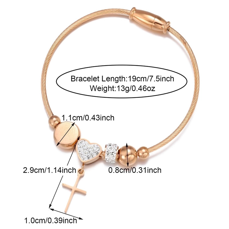 Elegant Geometric Round 304 Stainless Steel 18K Gold Plated Zircon Bangle In Bulk