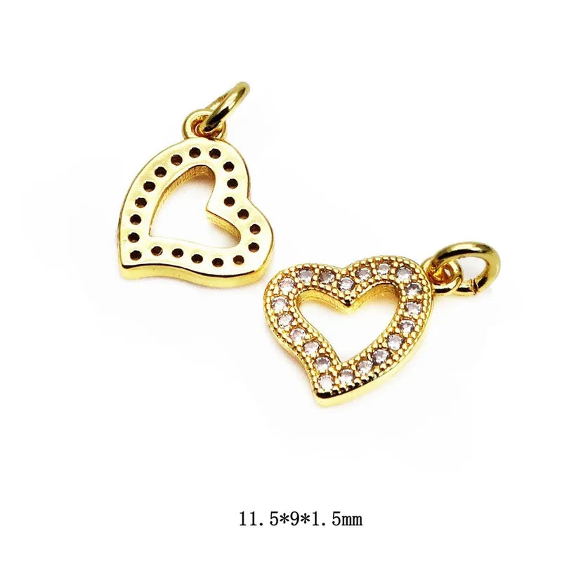 1 Piece 10*11mm 10*13mm 12*10.5mm Copper Zircon Star Heart Shape Flower Jewelry Accessories Pendant