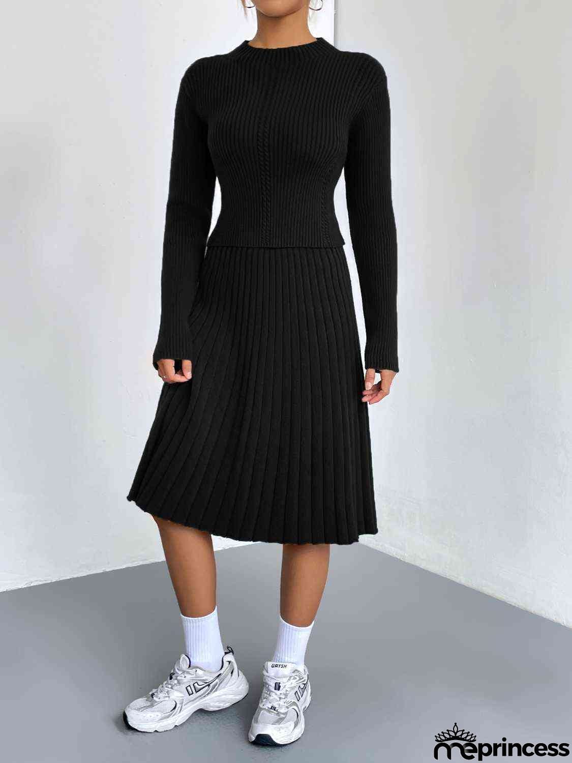 Rib-Knit Sweater and Skirt Set