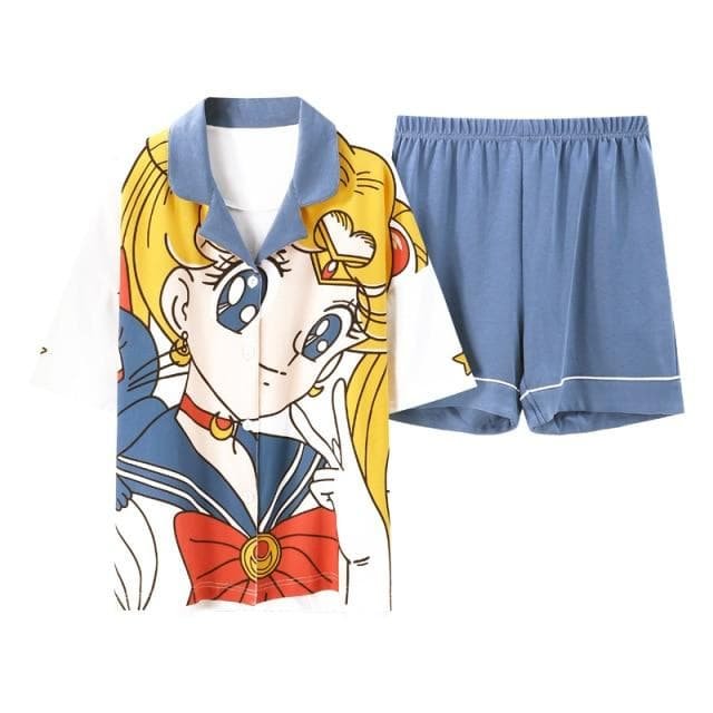 Kawaii Anime Homewear Sailor Moon Summer Pajamas Set SP16096