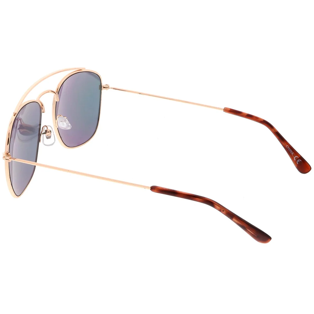 Classic Metal Aviator glasses Curved Crossbar Mirrored Square Lens 53mm