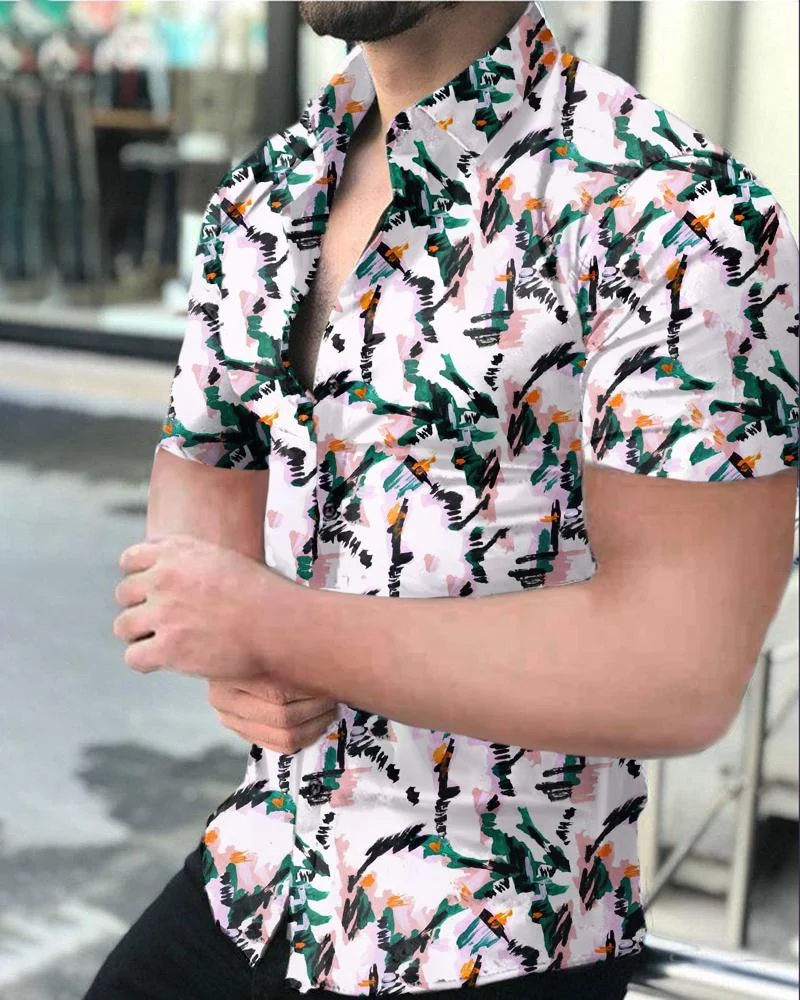 Men's graffiti casual shirt short sleeve