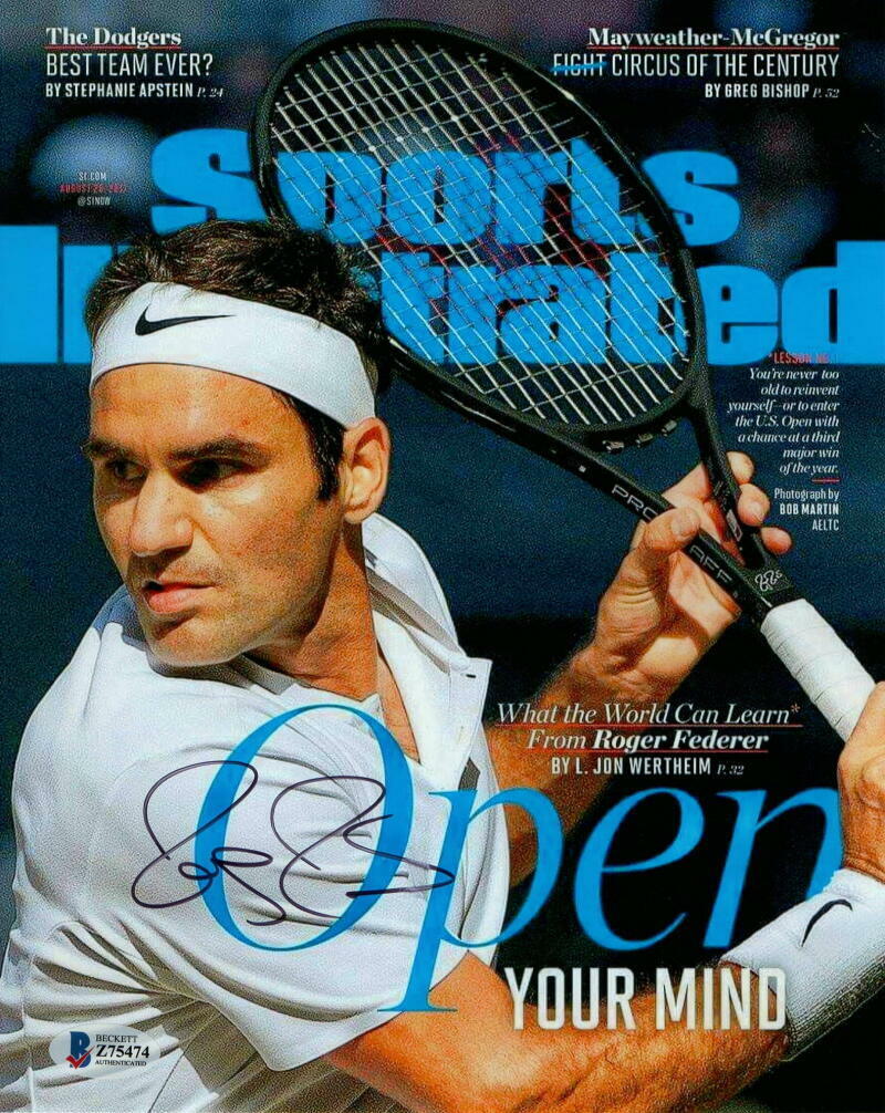 ROGER FEDERER SIGNED AUTOGRAPH 8X10 Photo Poster painting - SPORTS ILLUSTRATED IMAGE, BECKETT