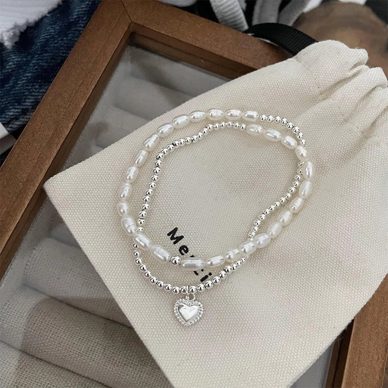 Korean-style Niche Heavy Industry Pearl Silver Beaded Bracelet Women’s Light Luxury Niche Exquisite Bracelet Trendy Bracelet For Girlfriends