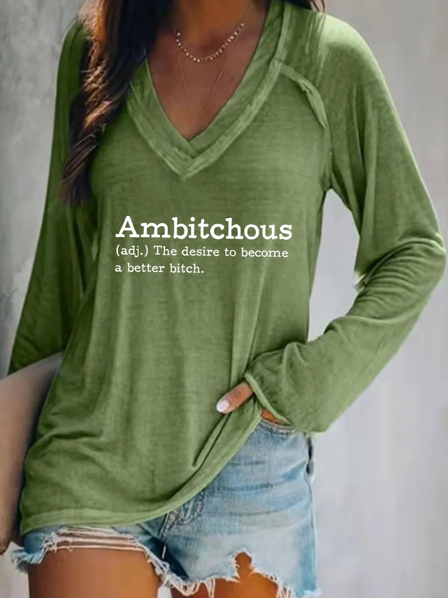 Ambitchous V-neck Long Sleeve T-shirt