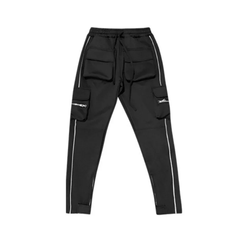 Workwear stretch multi-pocket reflective straight-leg sports casual trousers