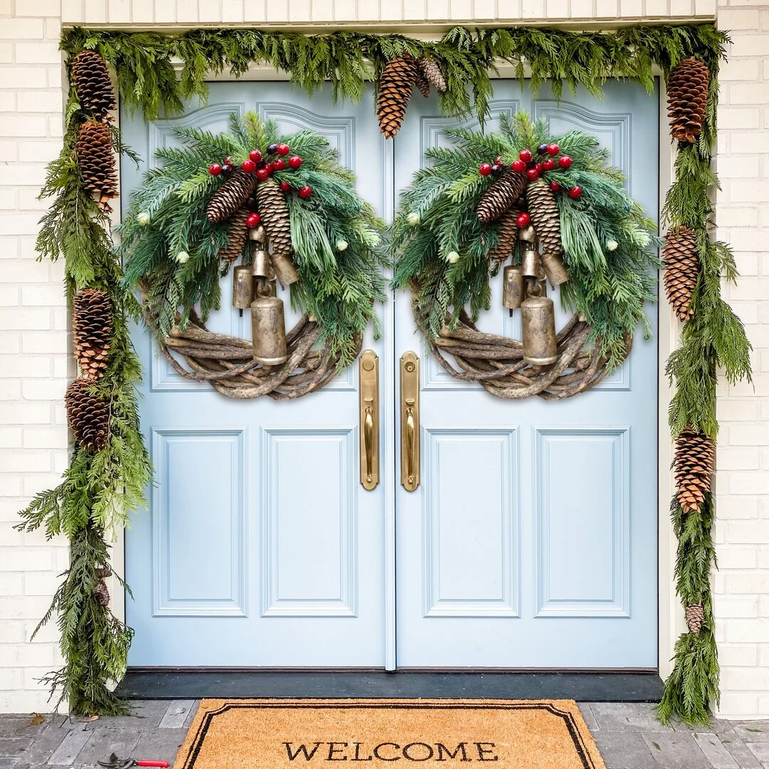 Farmhouse Christmas Wreath, Boho Wreath, Holiday Wreath