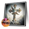 Croix-Plein diamant rond peinture-30 * 30cm