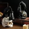Resin Crow Skull Lamp Gothic Crow Night Light Handcrafted Retro Skull Lamp
