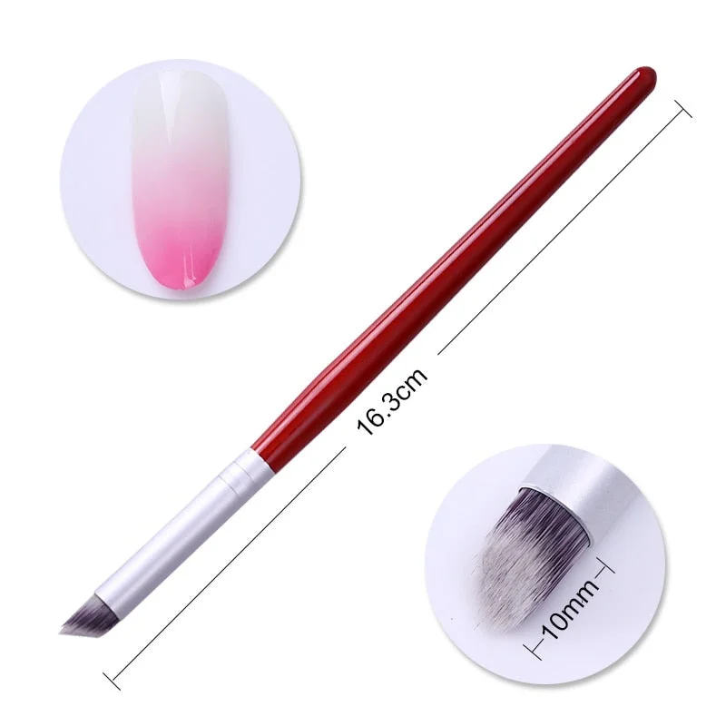 1 Pc Gradient Bloom Nail Painting Brush Pen UV Gel Nail Art Brush With Wood Handle Nylon Hair Draw Manicure Nail Art Tool-Nail Inspo
