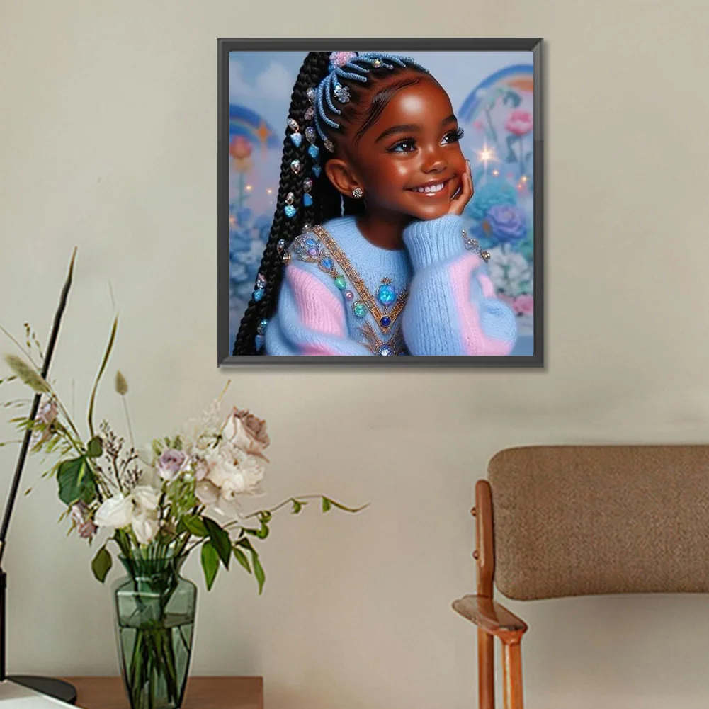 Diamond Painting - Full Round Drill - Black Girl(Canvas|30*30cm)
