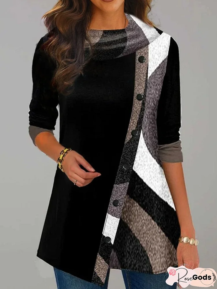 Loosen Patchwork Casual Shirts & Tops