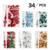 34PCS Colorful Christmas Tree Hanging Decors Set