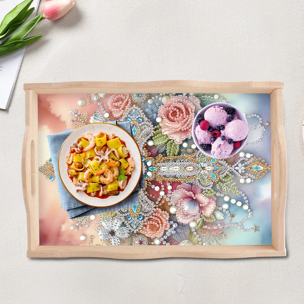 DIY Cross Wooden 5D Diamond Painting Tray Art Craft with Handles for Home Decor