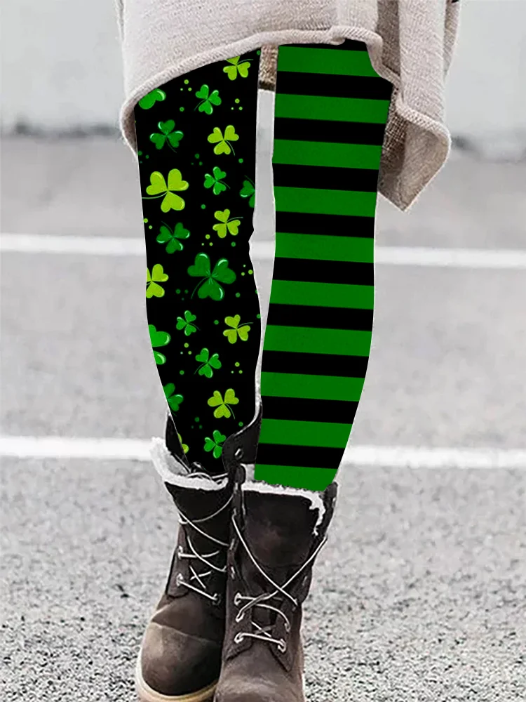 Wearshes St. Patrick's Day Stripe Casual Leggings