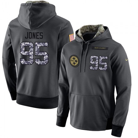 NFL Men's  Pittsburgh Steelers #95 Jarvis Jones Stitched Black Anthracite Salute to Service Player Performance Hoodie
