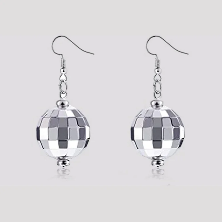 Retro Round Alloy Dangle Earrings-Silver