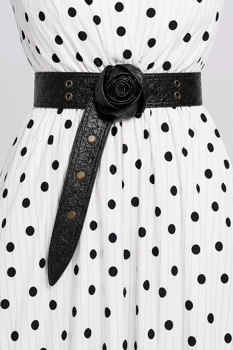 Casual Solid Color 3D Flower PU Leather Belt 2024 - Xpluswear