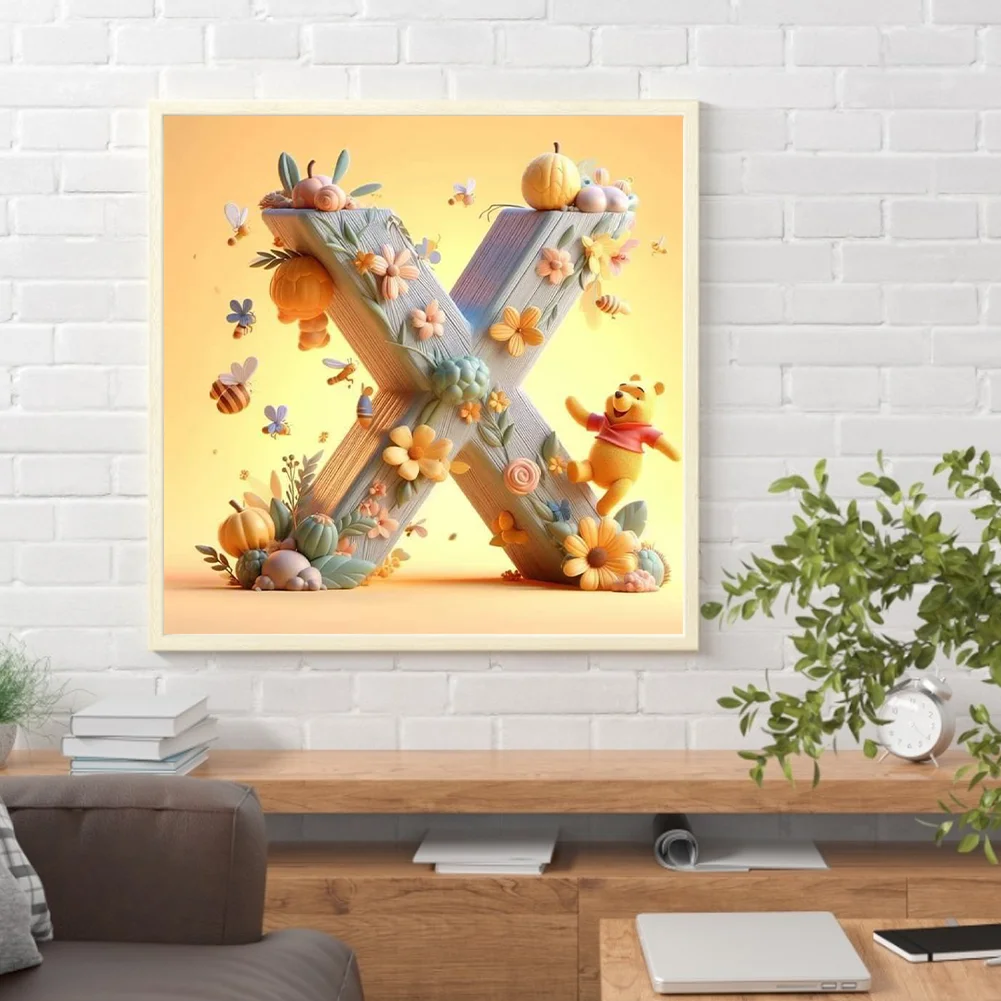 Full Round Diamond Painting 30*30cm - Winnie The Pooh'S 26 Letters X