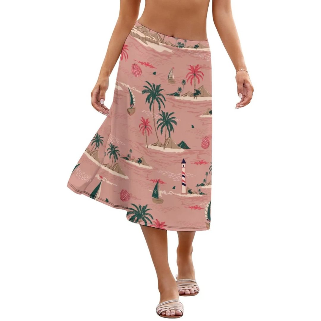 Summer Beach Wind Surfing Skirt Women's Summer Dress Spring Casual Elegant Flowy Midi Skirt - Neewho