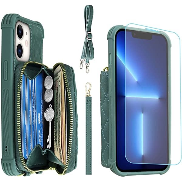 MONASAY Zipper Wallet Case for iPhone 12 Pro/iPhone 12 6.1 inch
