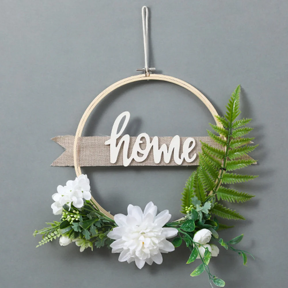 Simulation Eucalyptus Leaf Bamboo Circle Festive Decoration Garland